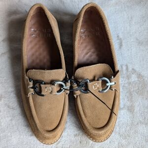 Donald J. Pliner Men's Suede Loafers in Tan with Metal Bit Size 5